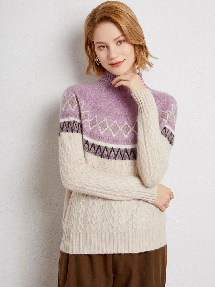 Rachel | Wool Fair Isle Mock Neck Jumper