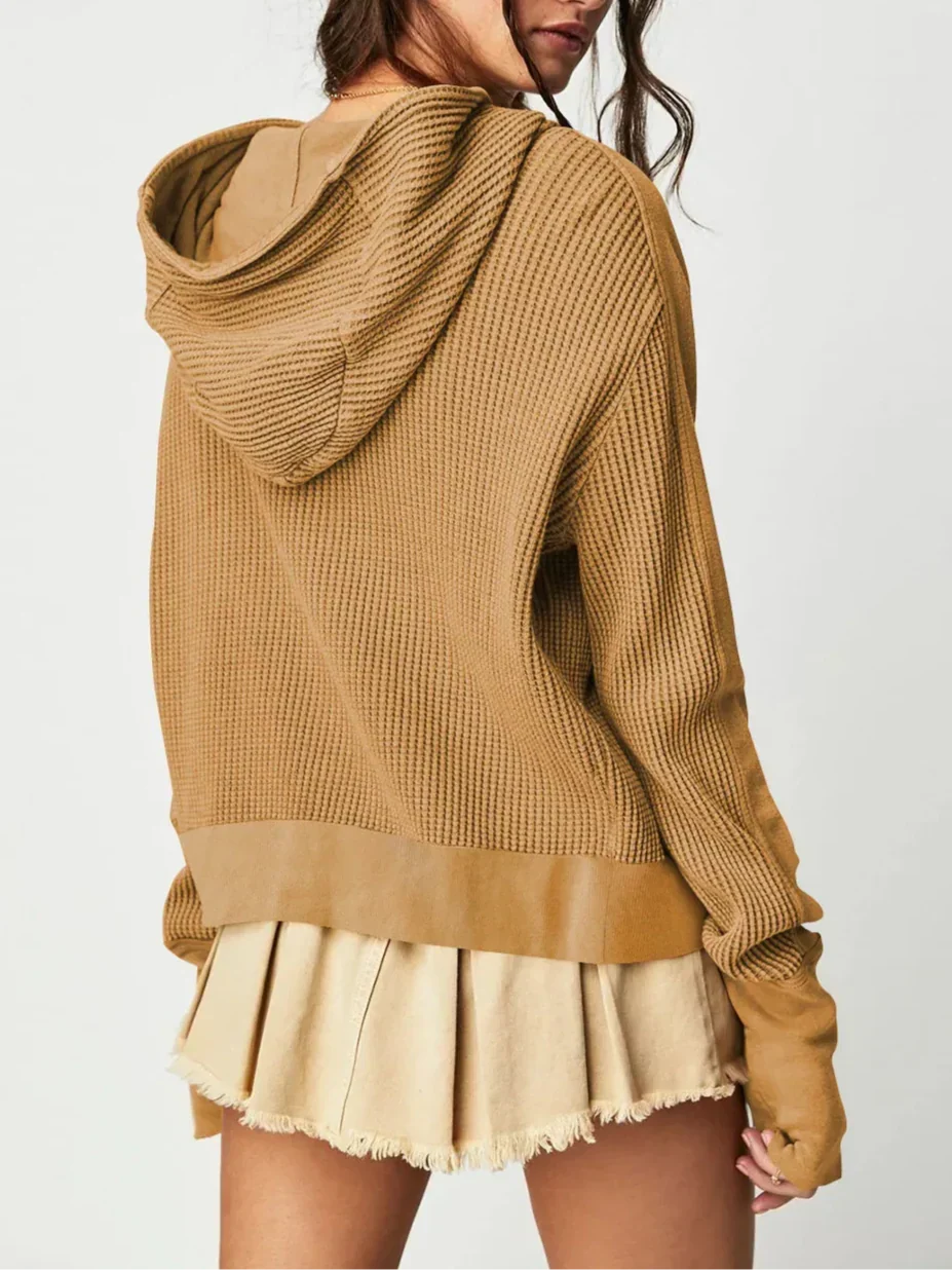 Mariel | Waffle Knit Zip-Up Hoodie