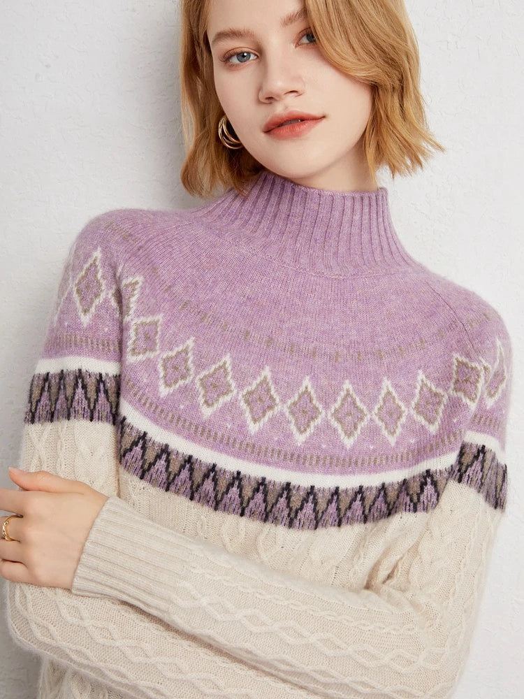 Rachel | Wool Fair Isle Mock Neck Jumper