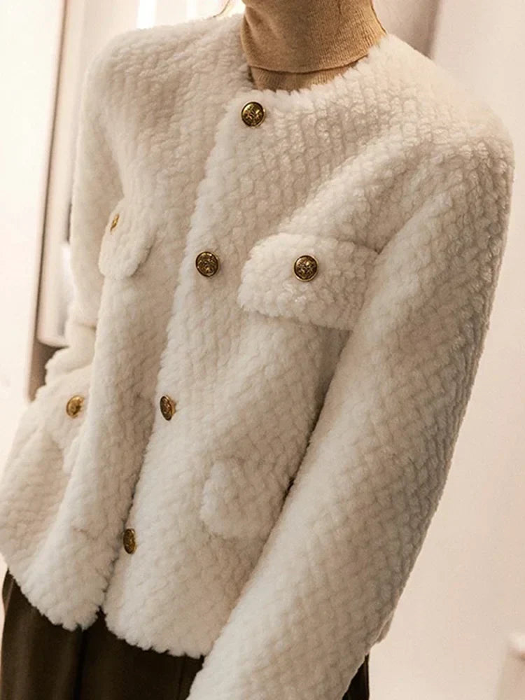 Elspeth | Textured Tweed Gold-Button Jacket