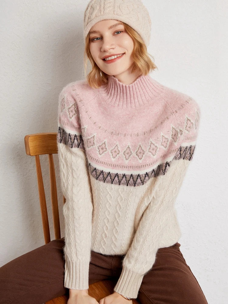 Rachel | Wool Fair Isle Mock Neck Jumper
