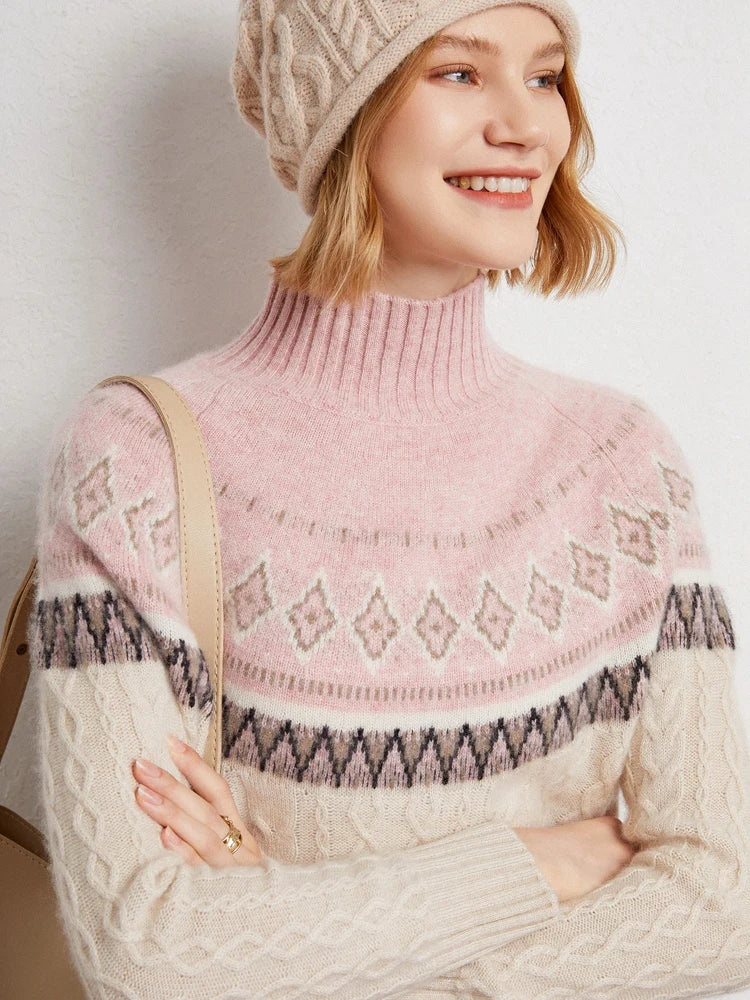 Rachel | Wool Fair Isle Mock Neck Jumper