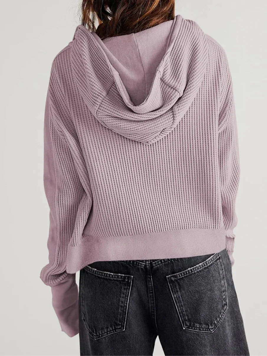 Mariel | Waffle Knit Zip-Up Hoodie