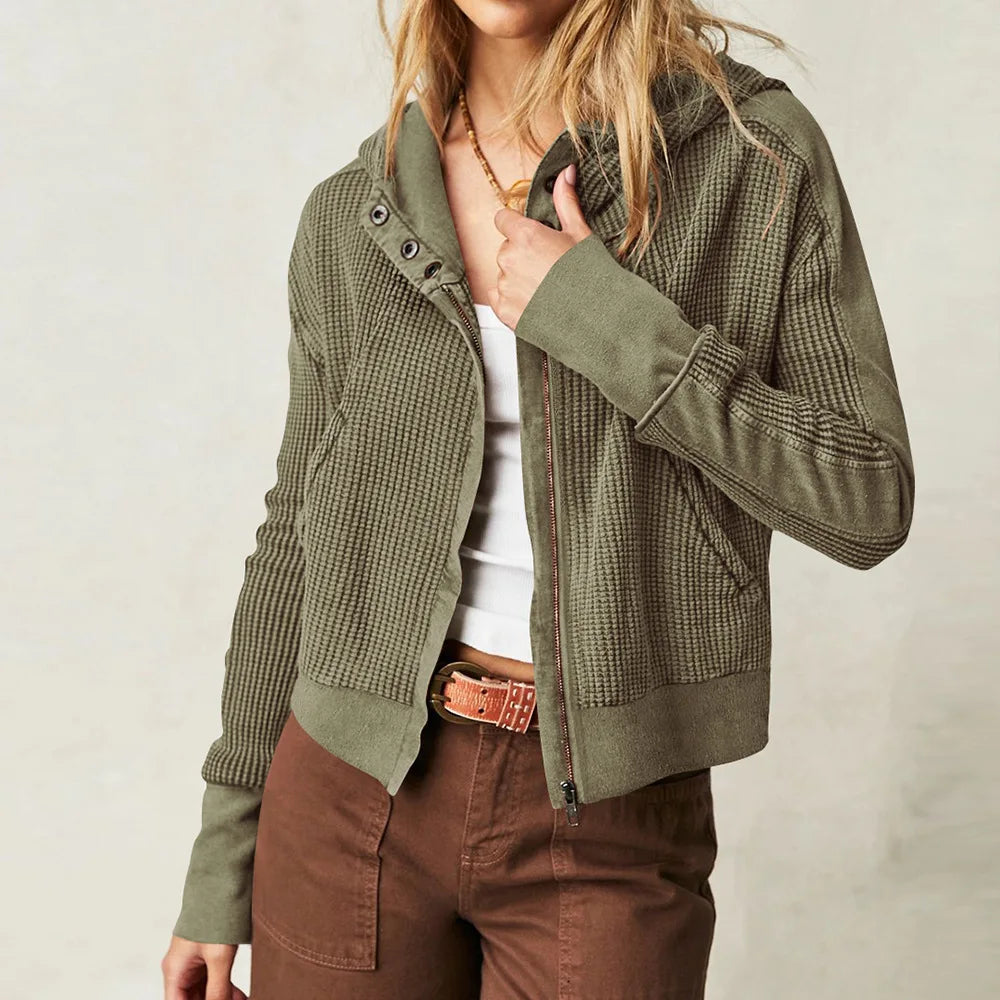 Mariel | Waffle Knit Zip-Up Hoodie