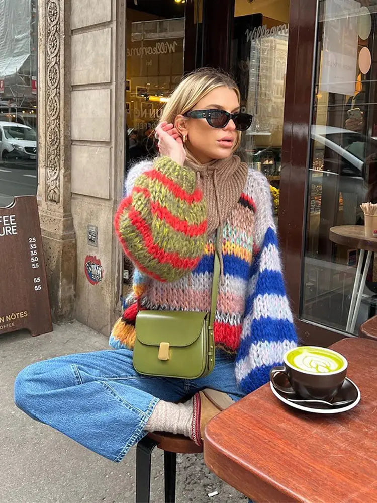 Fern | Multicolour Mohair Roll Neck Jumper