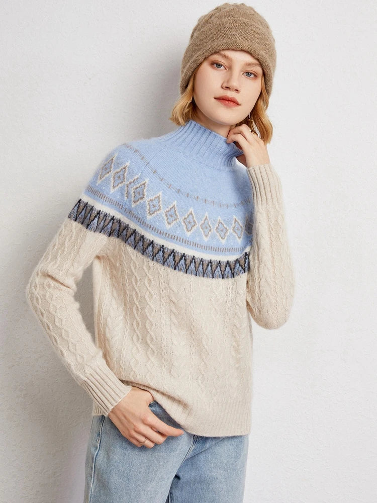 Rachel | Wool Fair Isle Mock Neck Jumper