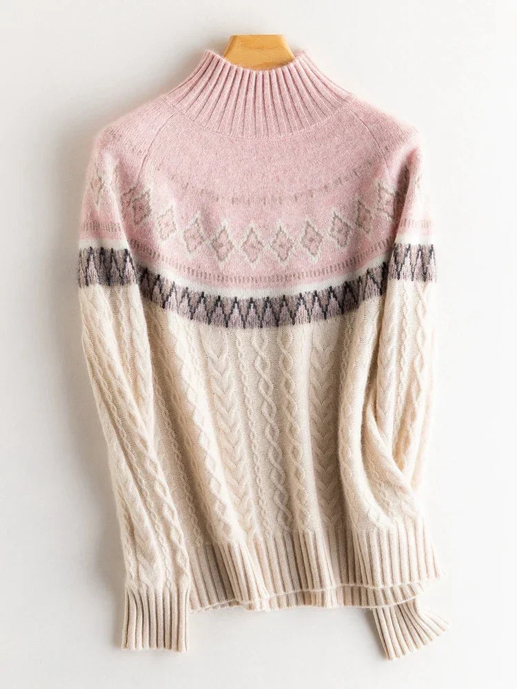 Rachel | Wool Fair Isle Mock Neck Jumper