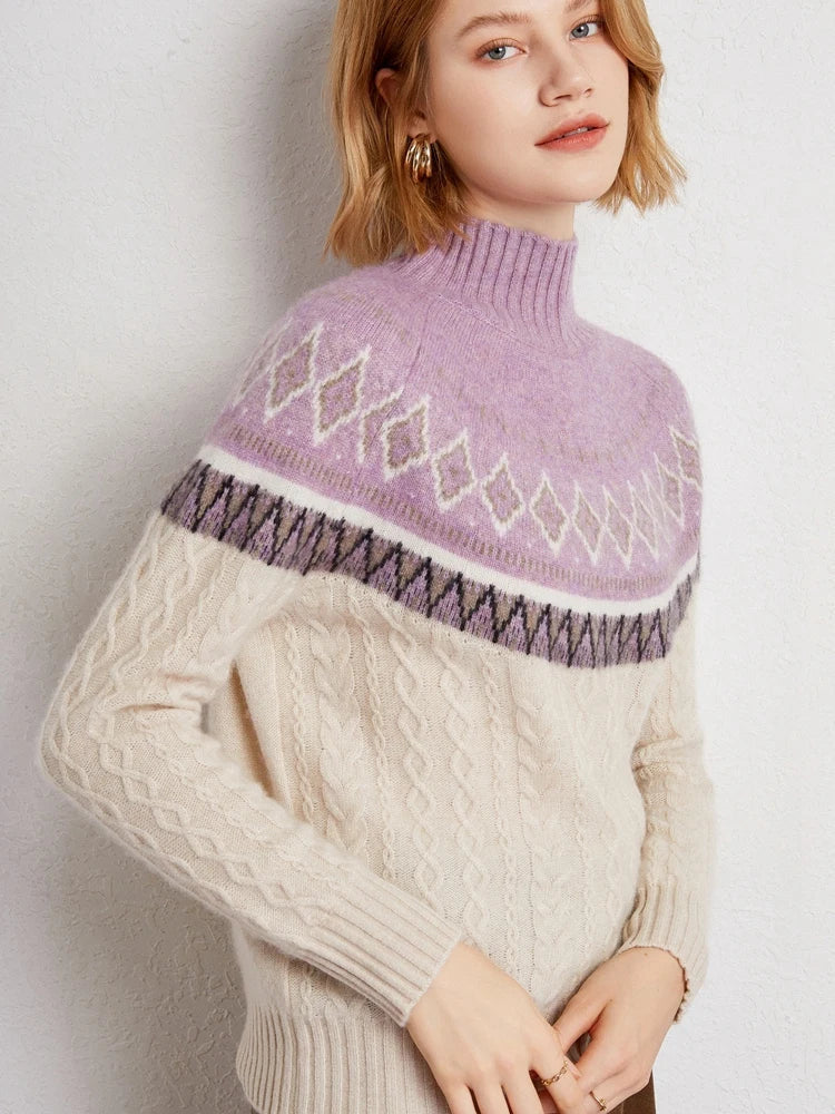 Rachel | Wool Fair Isle Mock Neck Jumper