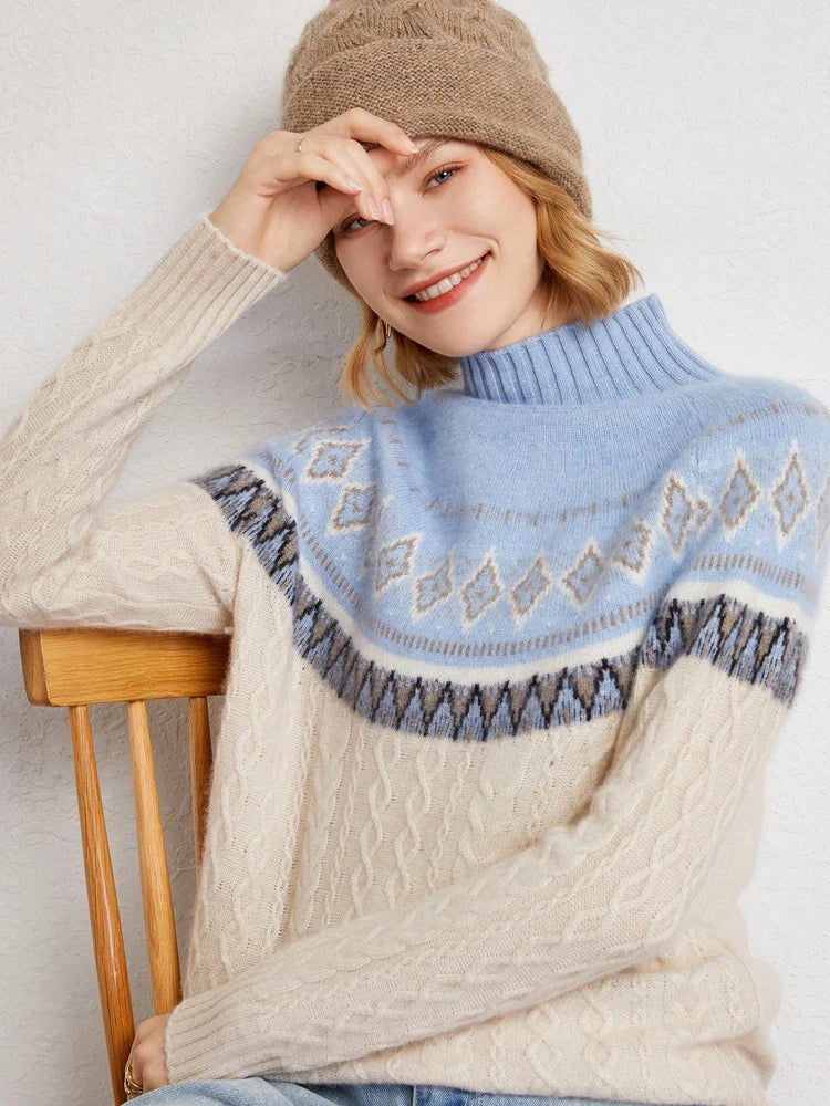 Rachel | Wool Fair Isle Mock Neck Jumper
