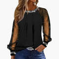 Frances | Sheer-Sleeve Embellished Blouse