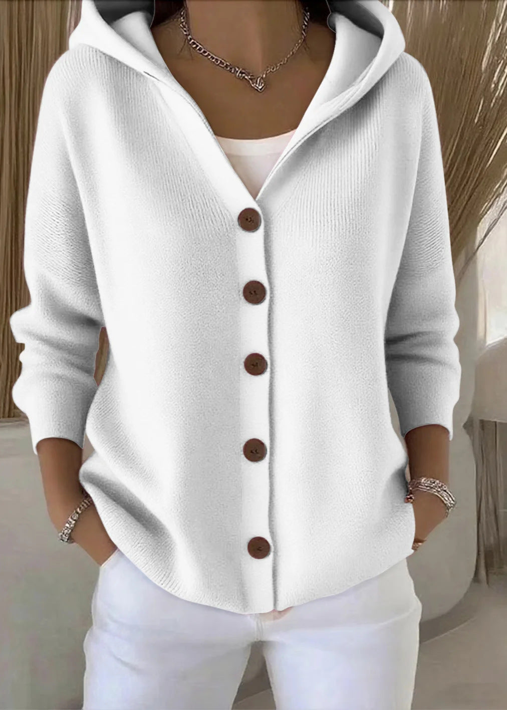 Isadora | Hooded Button Knit Cardigan