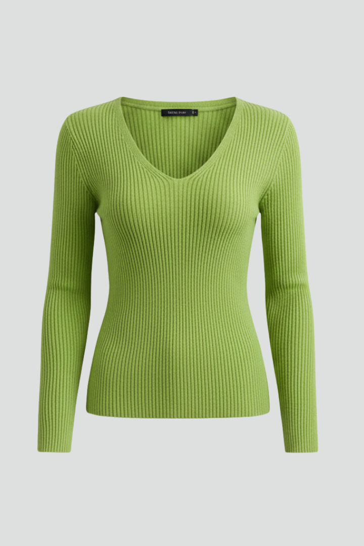 Rebecca | Ribbed V-Neck Jumper