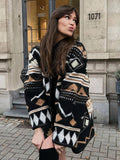 Aztec print fleece coat