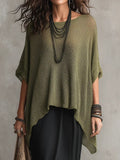 Green batwing open knit poncho