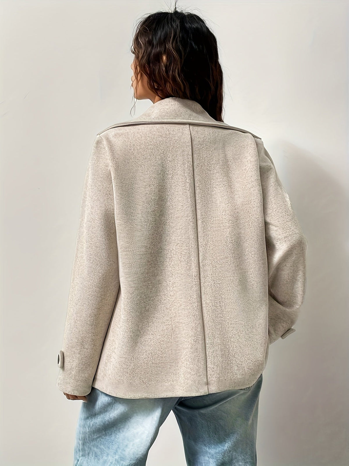 Beige double breasted pea coat