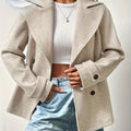 Beige beige double breasted pea coat