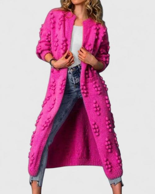 Rose Red bobble knit longline cardigan