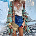 Blue boho floral kimono cardigan