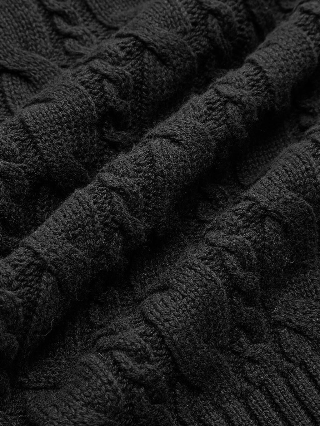Cable knit keyhole high neck jumper