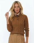 Vintage cable knit merino button-neck jumper