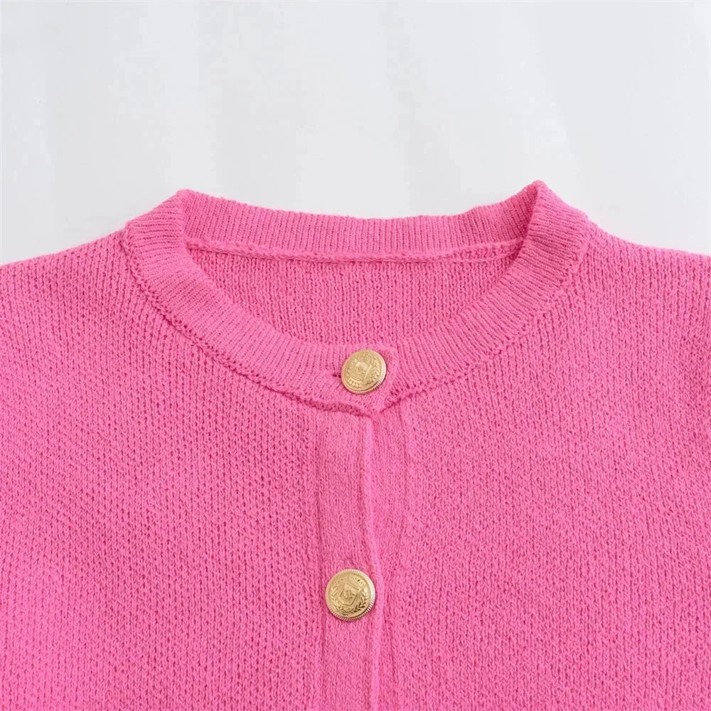 Lilian | Gold Button Knit Cardigan