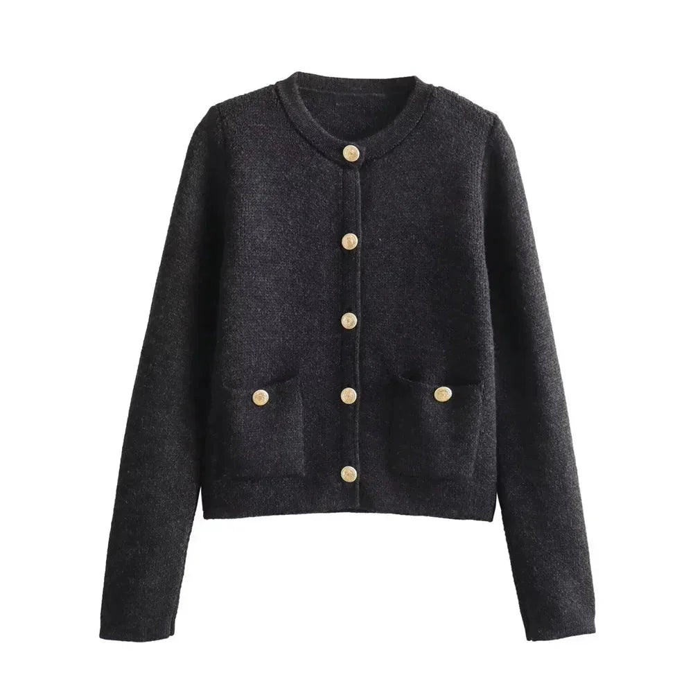 Lilian | Gold Button Knit Cardigan