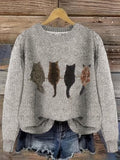 Grey cat motif knit jumper