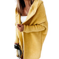 Yellow chunky hooded open cardigan