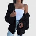 Black chunky open-front cardigan