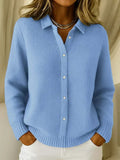 Blue collared button-front cardigan