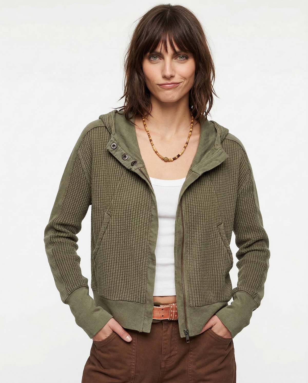 Mariel | Waffle Knit Zip-Up Hoodie