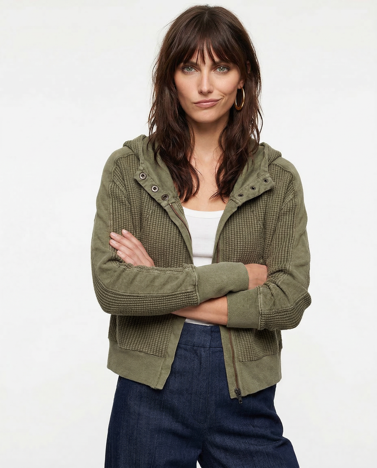 Mariel | Waffle Knit Zip-Up Hoodie