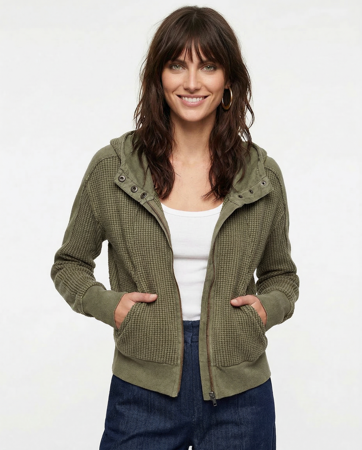 Mariel | Waffle Knit Zip-Up Hoodie