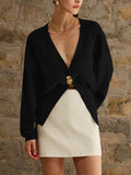 Draped single-button cardigan