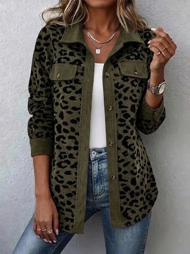 Simone | Leopard Print Corduroy Shacket