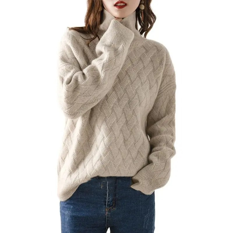 Faye | Basketweave Roll Neck Jumper