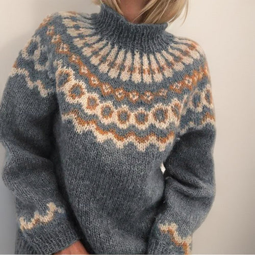 Gray fair isle high neck jumper