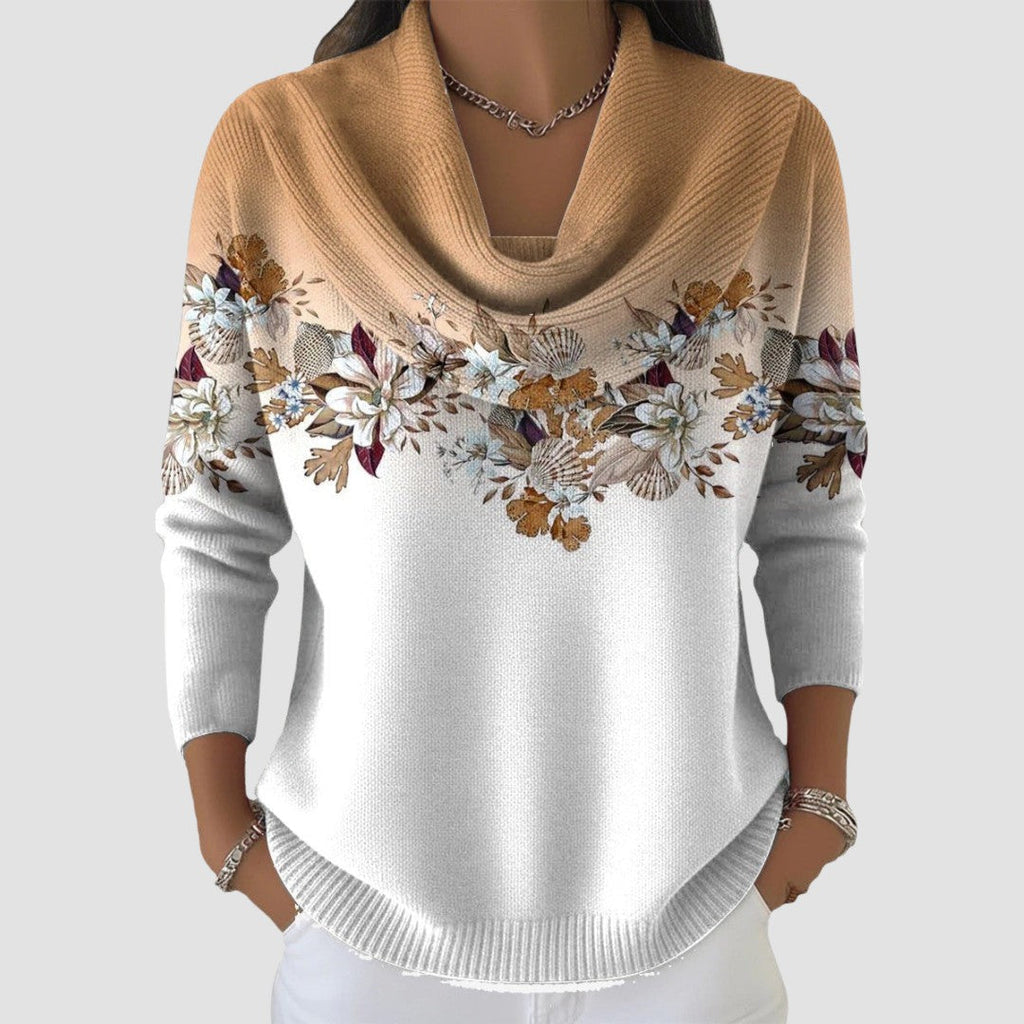 Floral cowl neck jumper