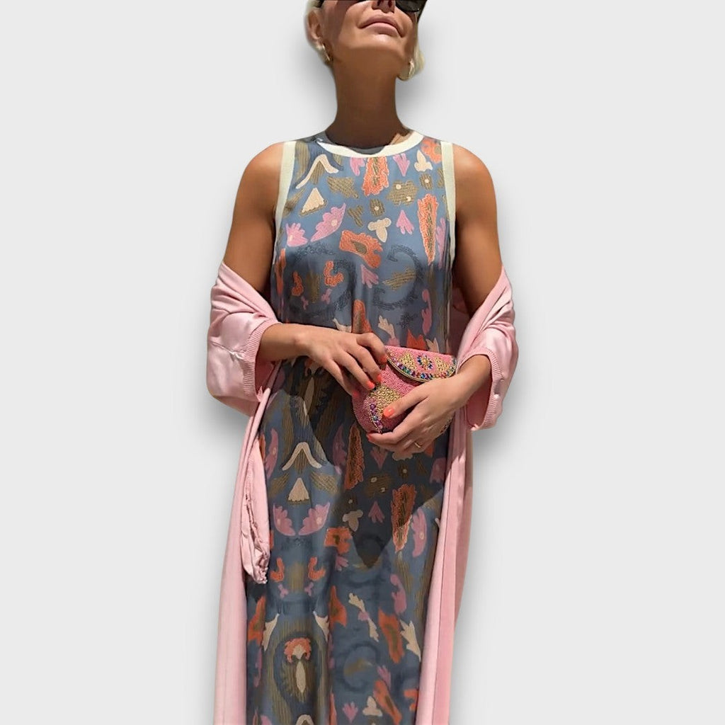 Floral maxi dress and cardigan set
