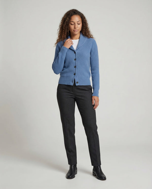 Isabel | Ribbed Shawl Collar Cardigan