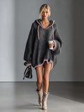 Dark Gray hooded chunky knit mini dress