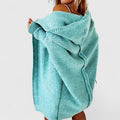Blue hooded oversized cardigan