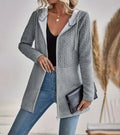 Gray hooded zip longline cardigan
