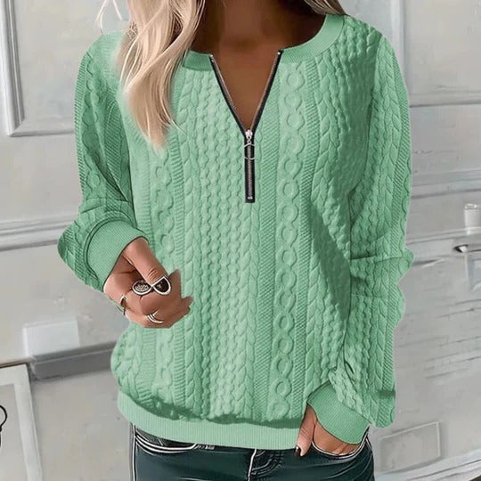 Tabitha | Cable Knit Zip Neck Jumper