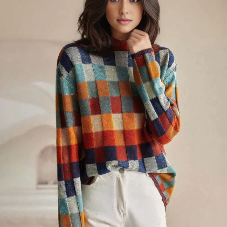 Emmeline | Checkerboard Knit Jumper