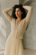 Khaki lace-trim v-neck cardigan