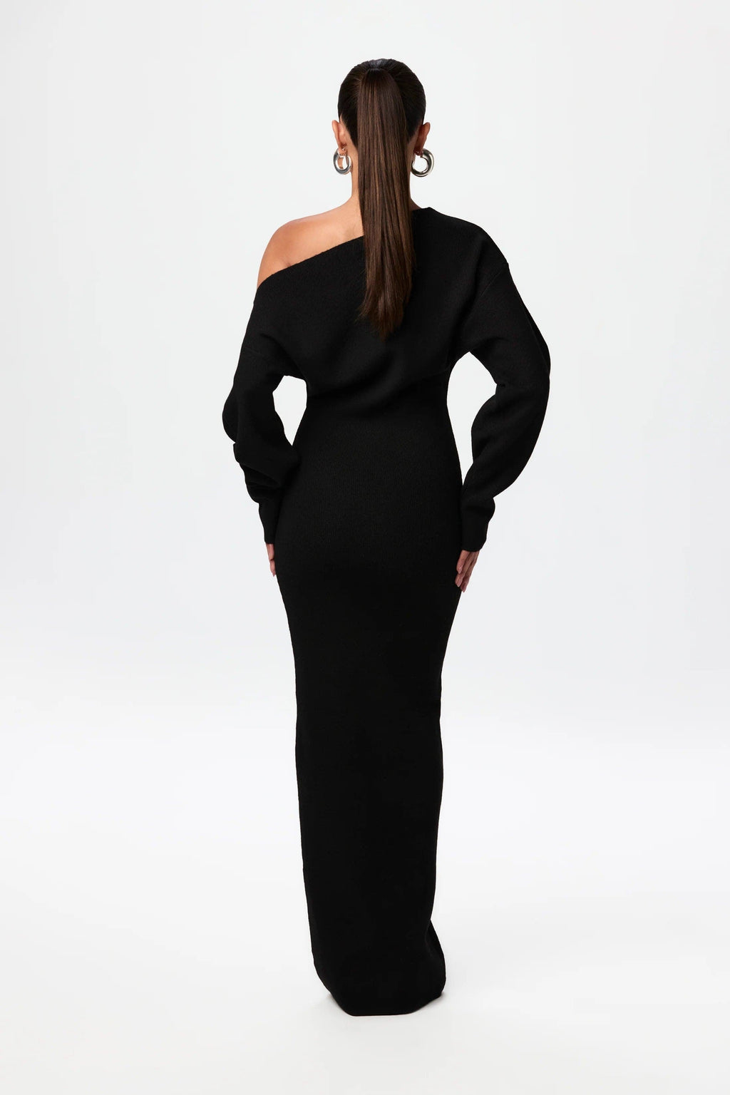 Merino off-shoulder maxi dress