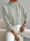 Light Green mock neck relaxed jumper
