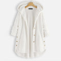 White plush fleece hooded coat