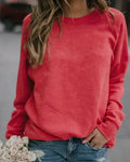 Red raglan crew neck sweatshirt